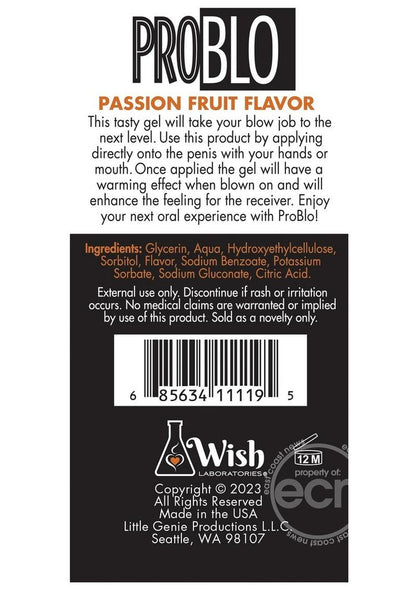 ProBlo Oral Pleasure Flavored Gel 1.5oz - Passion Fruit