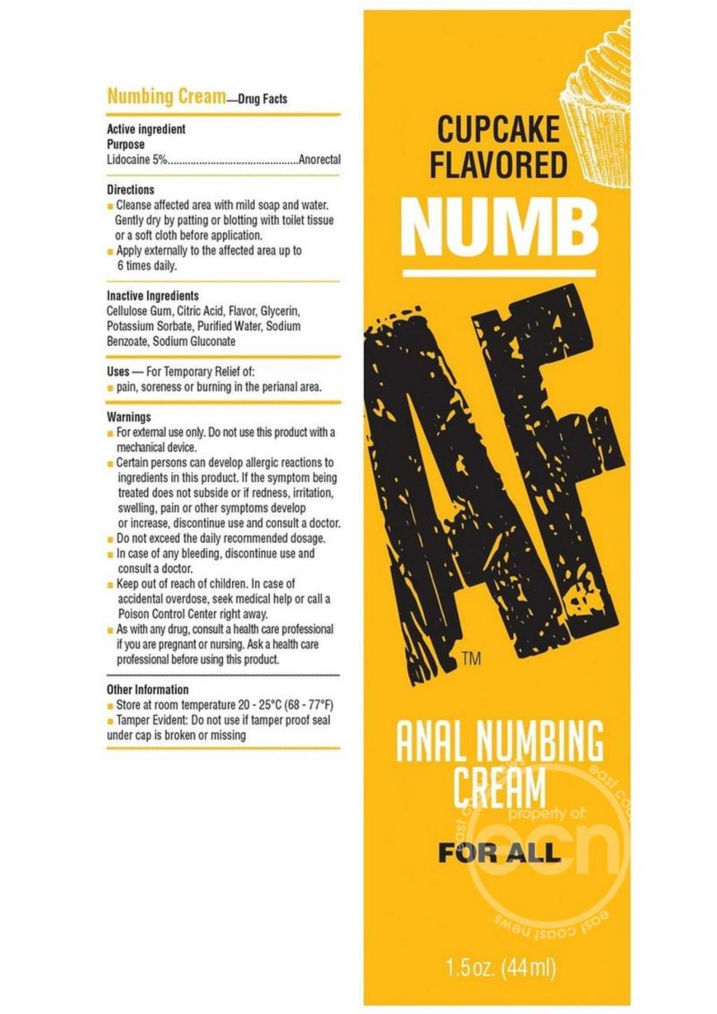 Numb AF Anal Numbing Flavored Cream - Cupcake
