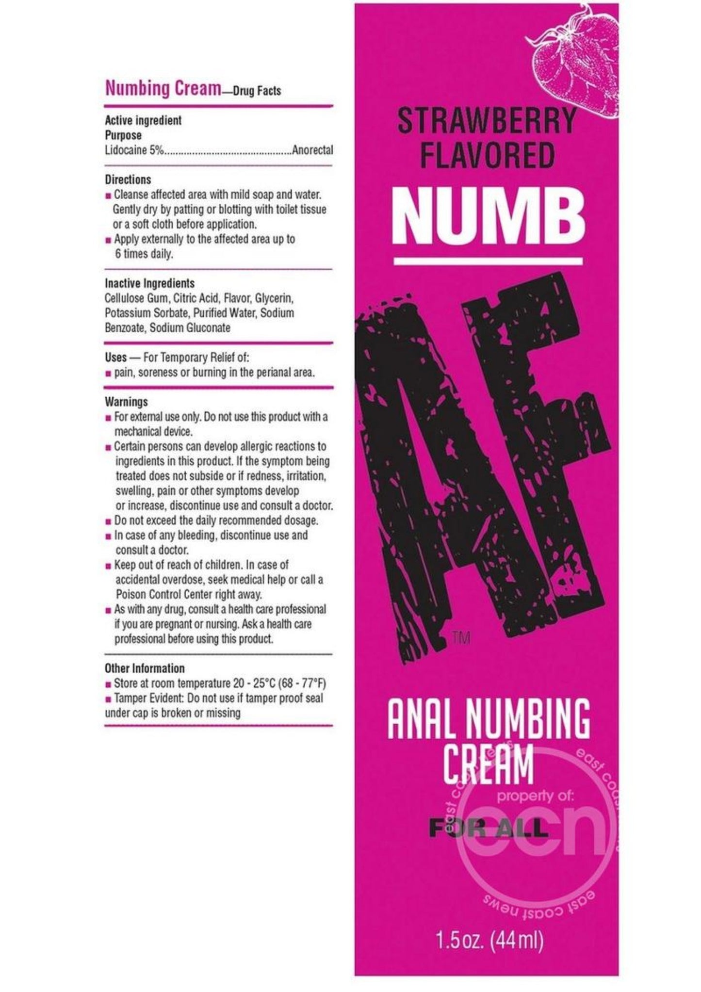 Numb AF Anal Numbing Flavored Cream - Strawberry