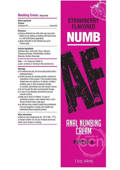 Numb AF Anal Numbing Flavored Cream - Strawberry