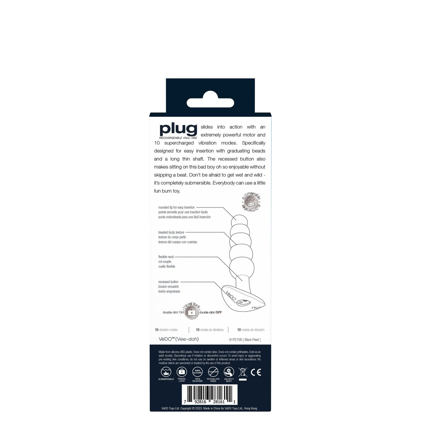 Plug Rechargeable Anal Vibe - Black Pearl