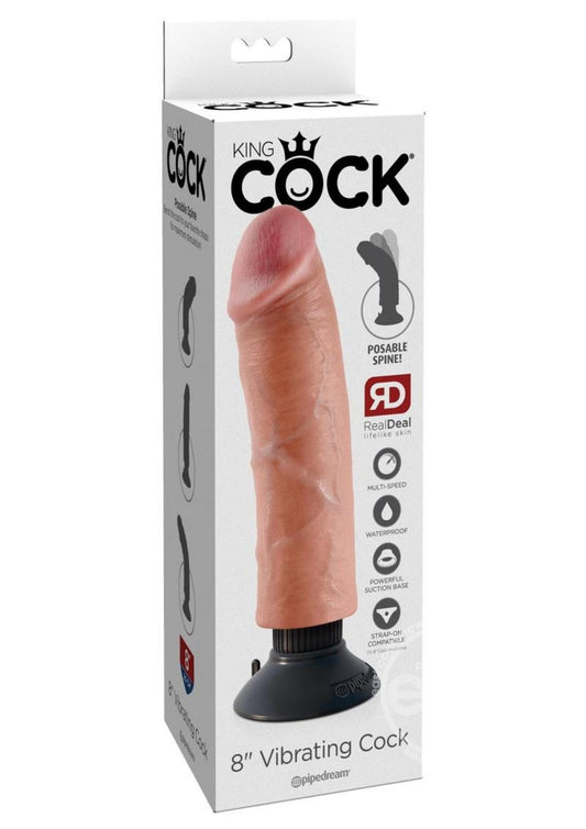 King Cock Vibrating Dildo 8in - Vanilla
