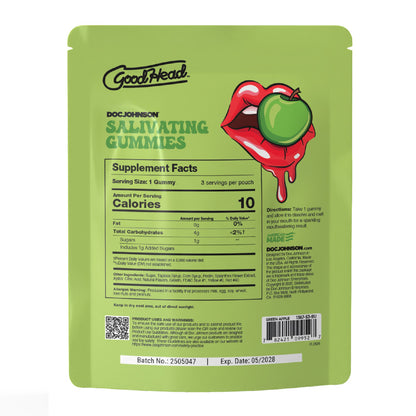 Goodhead - Salivating Gummies 24 Pk Display (3 Pcs Per Pouch) - Green Apple