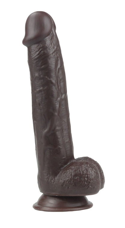 Real Skin 9" Dual Layer Dildo - Dark Brown