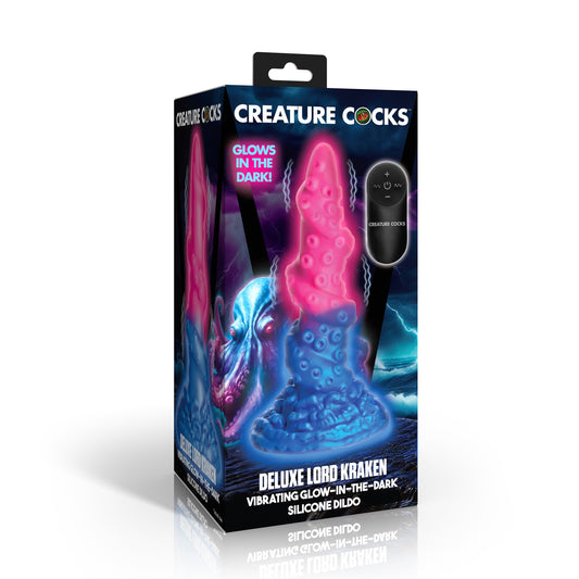 Deluxe Lord Kraken Vibrating Glow-in-the-Dark Silicone Dildo