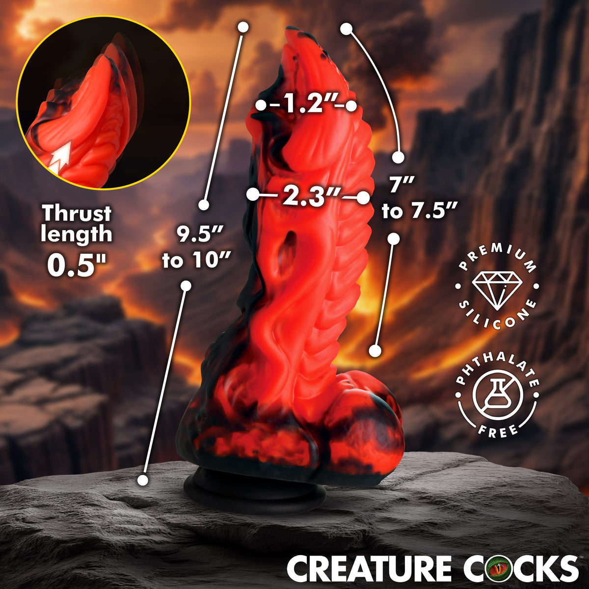 Dragon Thrust Thrusting & Vibrating Silicone Dildo