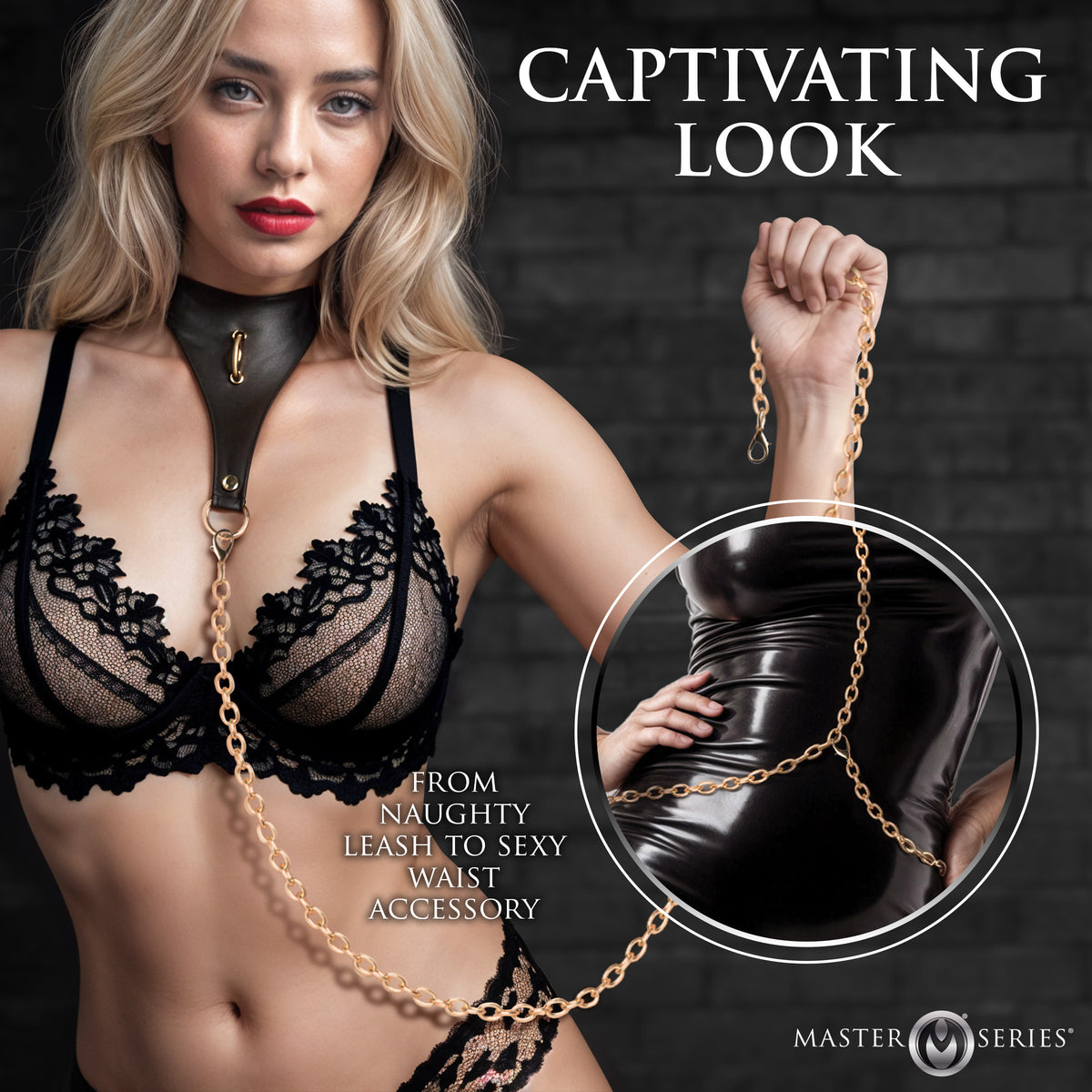 Captivate Collar with Body Chain - Black