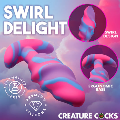 Unicorn Swirl Silicone Butt Plug - Med