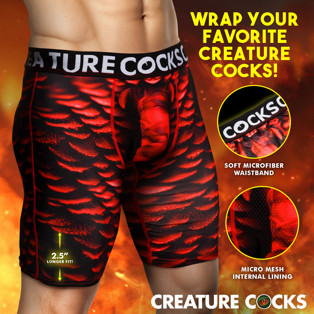 Creature Wear Horny Devil Demon Boxer Shorts - Large