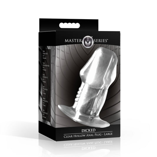 Dicked Clear Hollow Anal Plug - Large