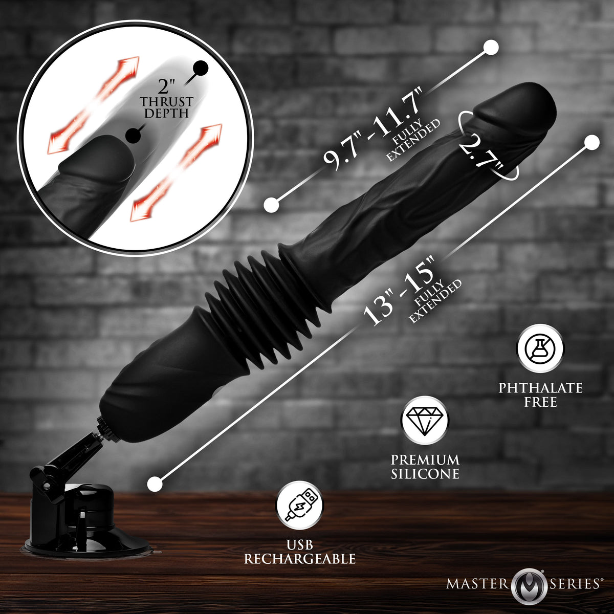 Double Pounder Silicone Vibrating Dildo Thruster