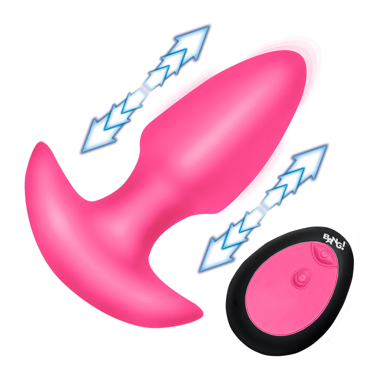Thrusting & Vibrating Silicone Butt Plug - Pink