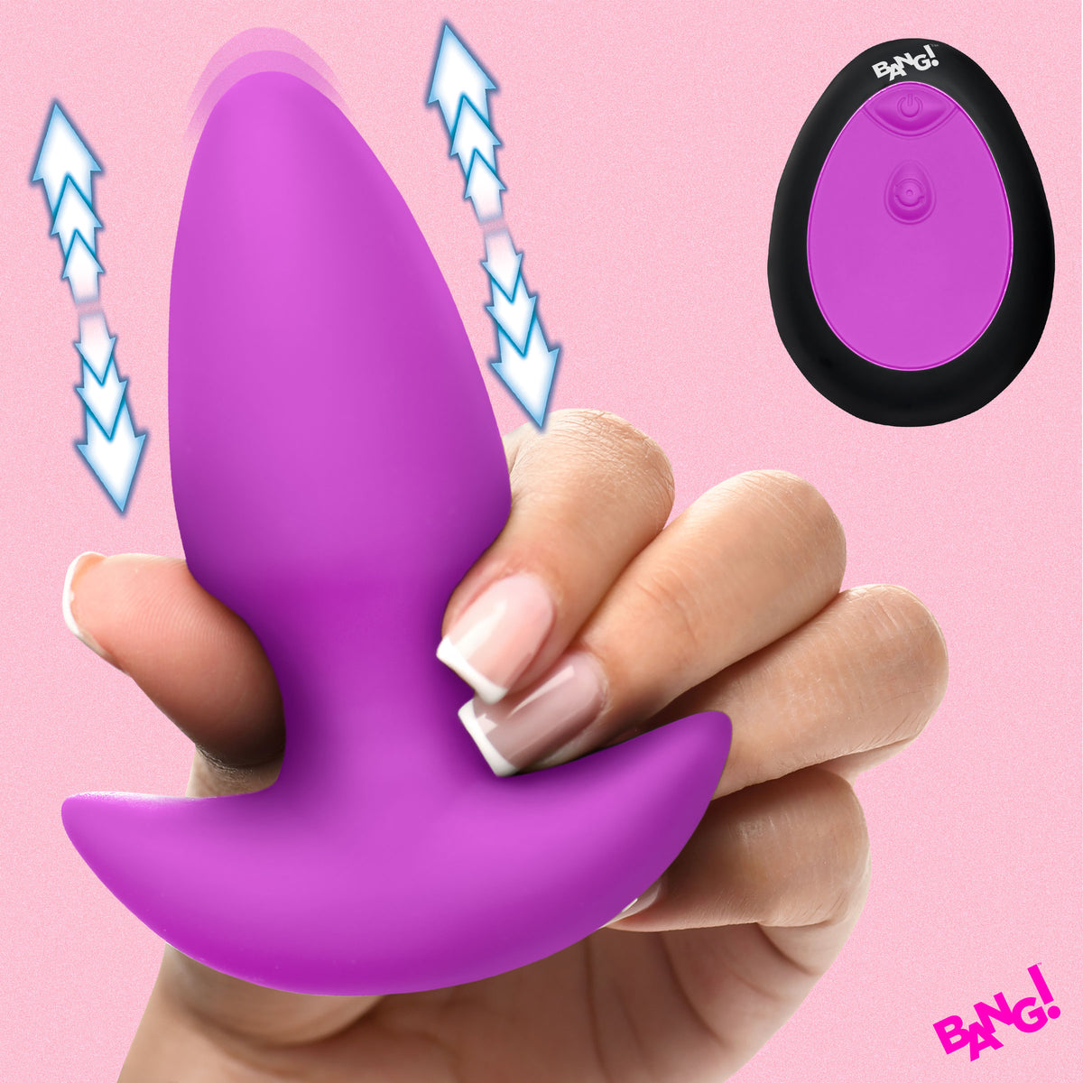 Thrusting & Vibrating Silicone Butt Plug - Purple