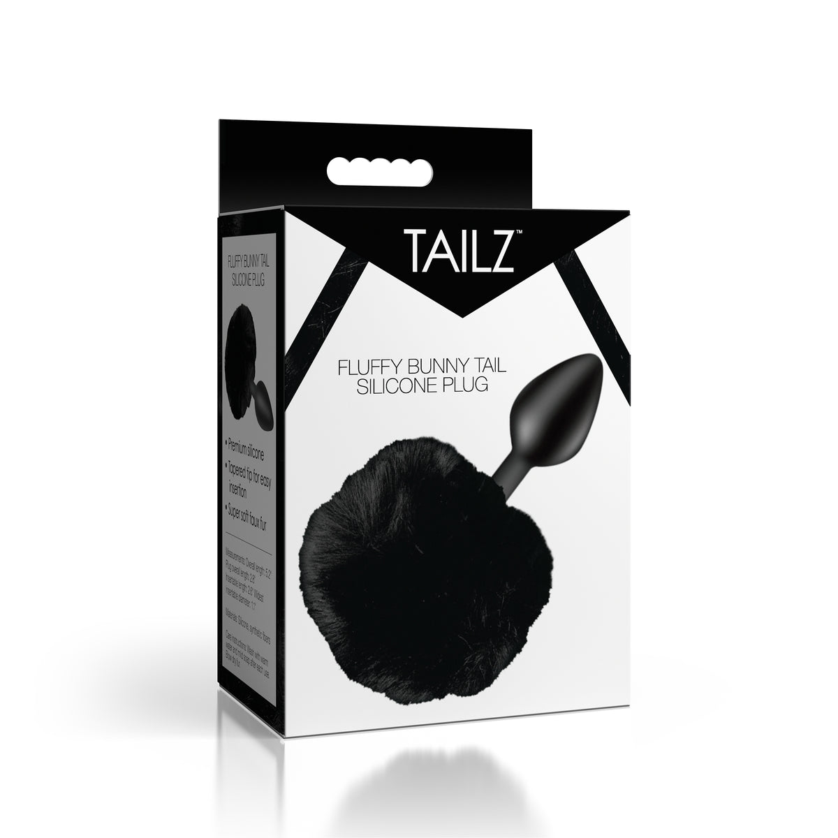 Fluffy Bunny Tail Silicone Plug - Black