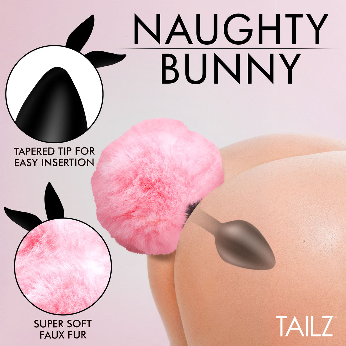 Fluffy Bunny Tail Silicone Plug - Pink