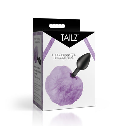 Fluffy Bunny Tail Silicone Plug - Purple
