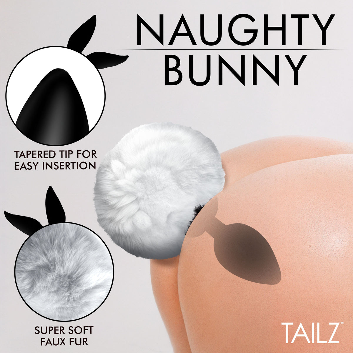 Fluffy Bunny Tail Silicone Plug - White