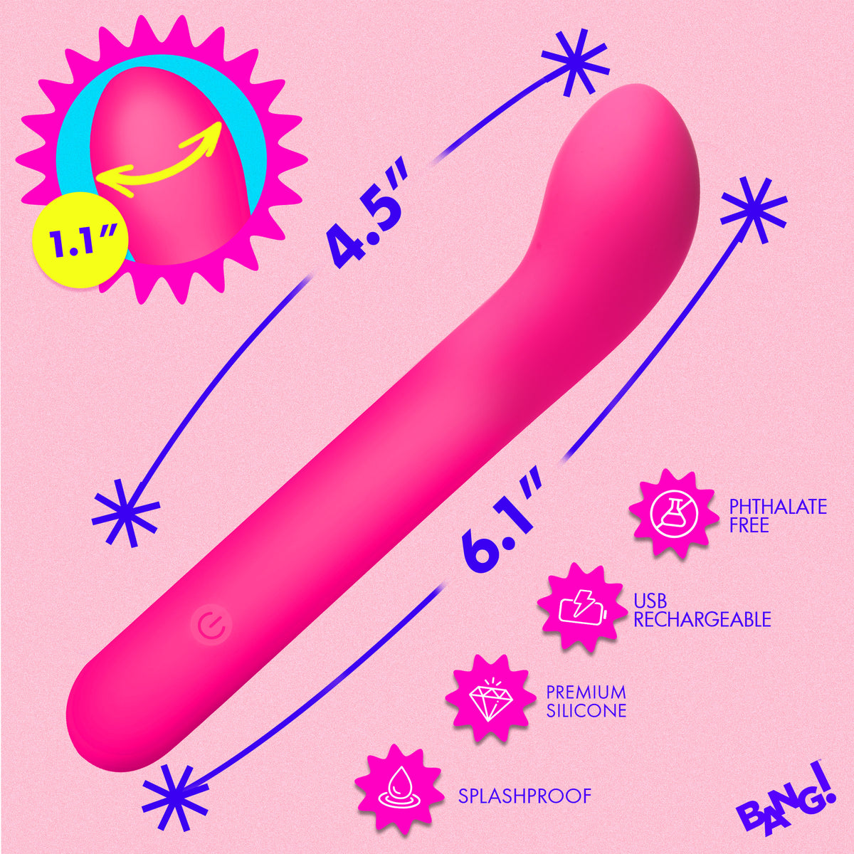 G-Spot Flexible Silicone Vibrator - PInk