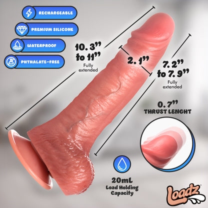 10" Thrusting, Vibrating, & Squirting Dildo