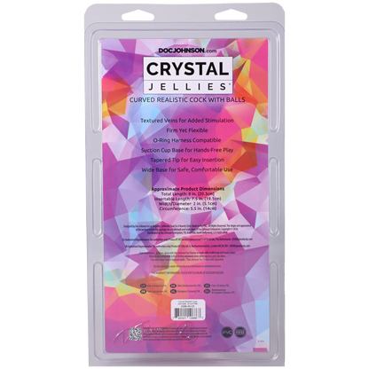 Crystal Jellies - Curved Realistic Cock With Balls - 8 Inch Pink