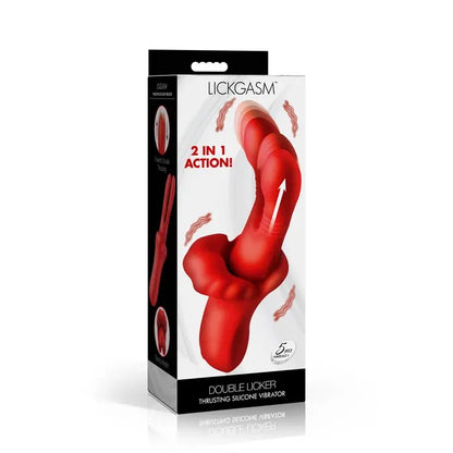 Lg Double Thrusting Silicone Vibrator Red