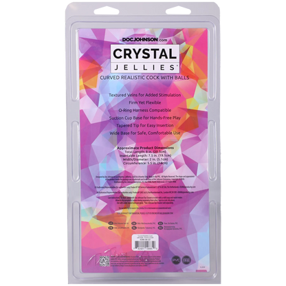Crystal Jellies - Curved Realistic Cock With Balls - 8 Inch Clear