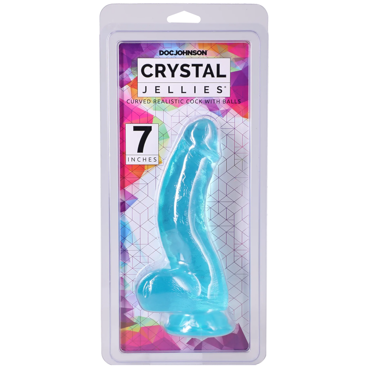 Crystal Jellies - Curved Realistic Cock With Balls - 7 Inch Pink
