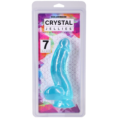 Crystal Jellies - Curved Realistic Cock With Balls - 7 Inch Pink