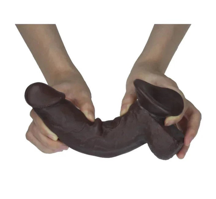 Real Skin 7.5" Dual Layer Dildo - Dark Brown