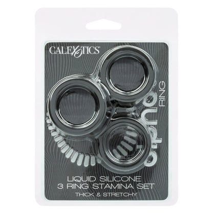 Alpha Liquid Silicone 3 Ring Stamina Set Black