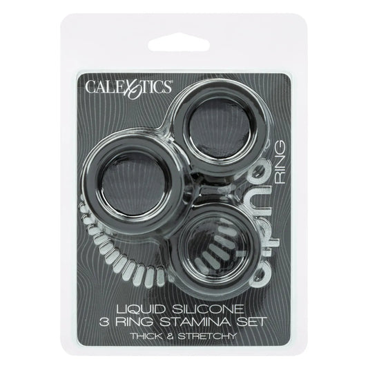 Alpha Liquid Silicone 3 Ring Stamina Set Black