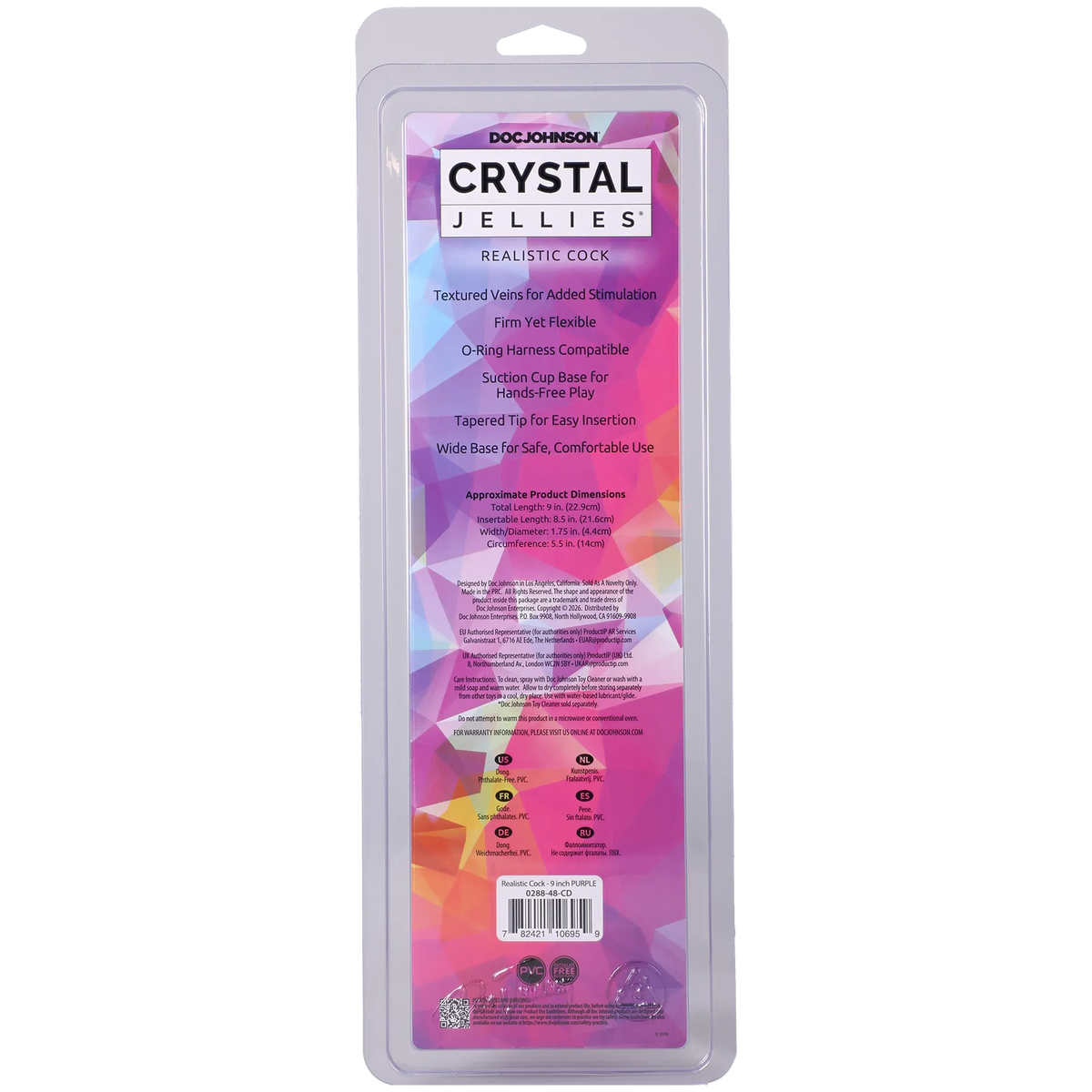 Crystal Jellies - Realistic Cock - 9 Inch Clear