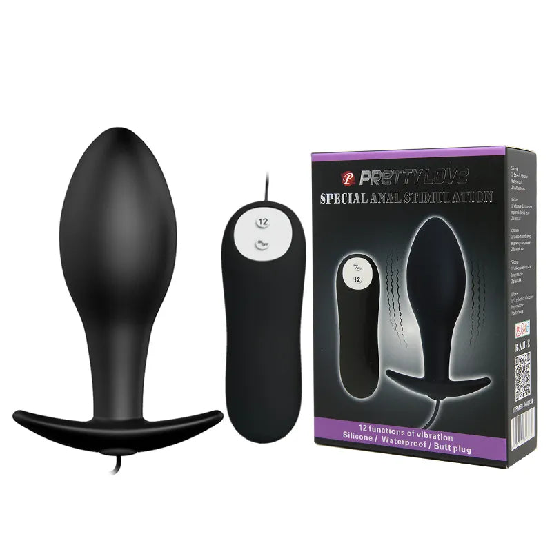 Pretty Love Vibrating Bulb Shaped Butt Plug Black