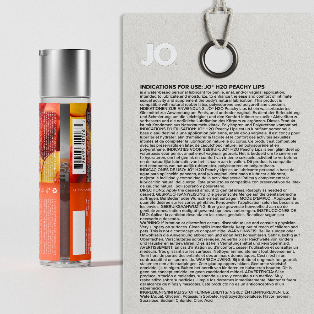 JO H2O Water Based Flavored Lubricant Peachy Lips 4oz