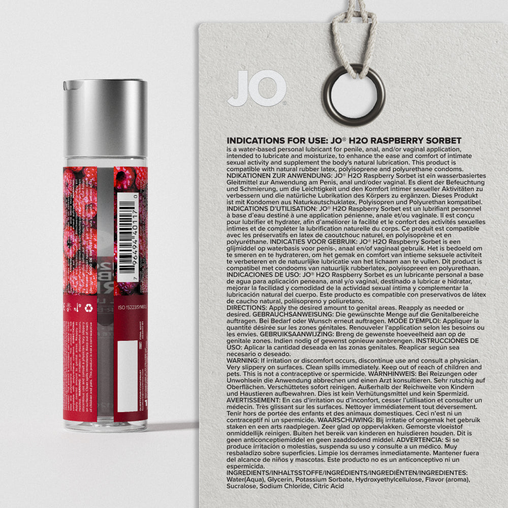 JO H2O Water Based Flavored Lubricant Raspberry Sorbet 4oz
