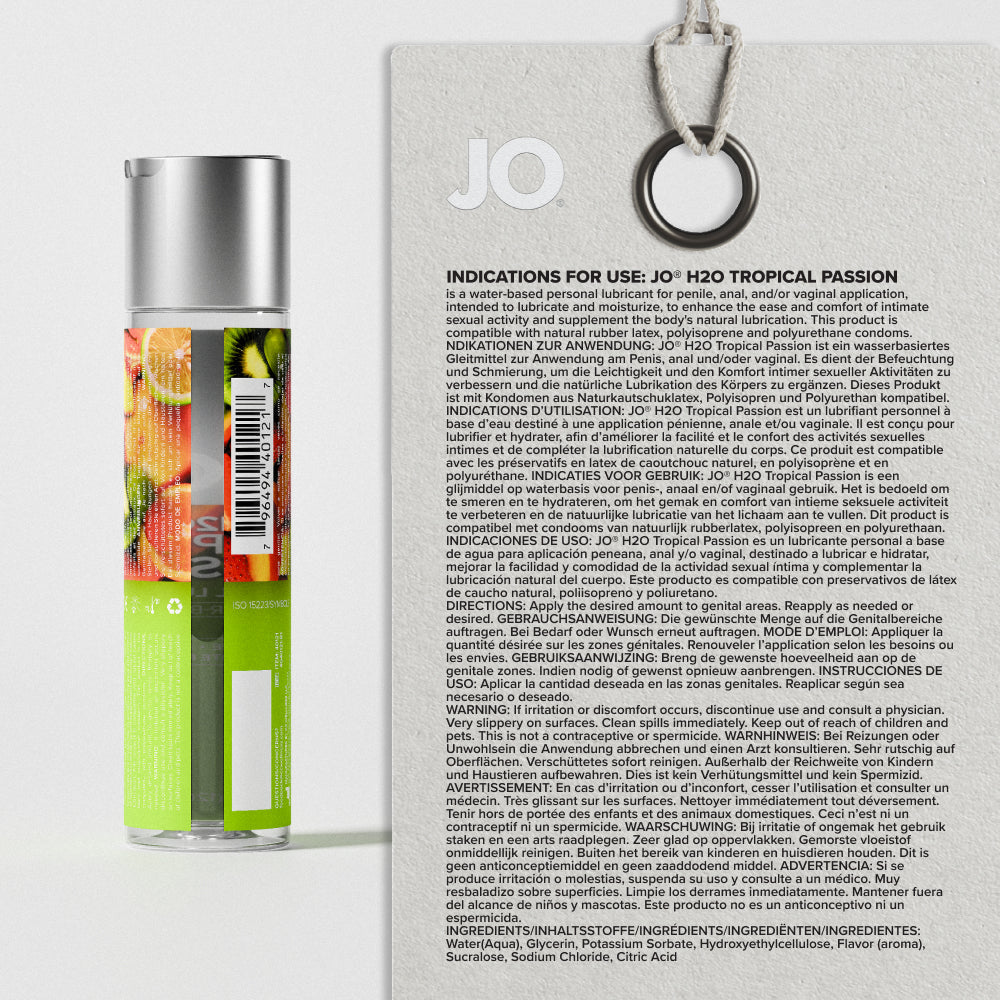 JO H2O Water Based Flavored Lubricant Tropical Passion 4oz