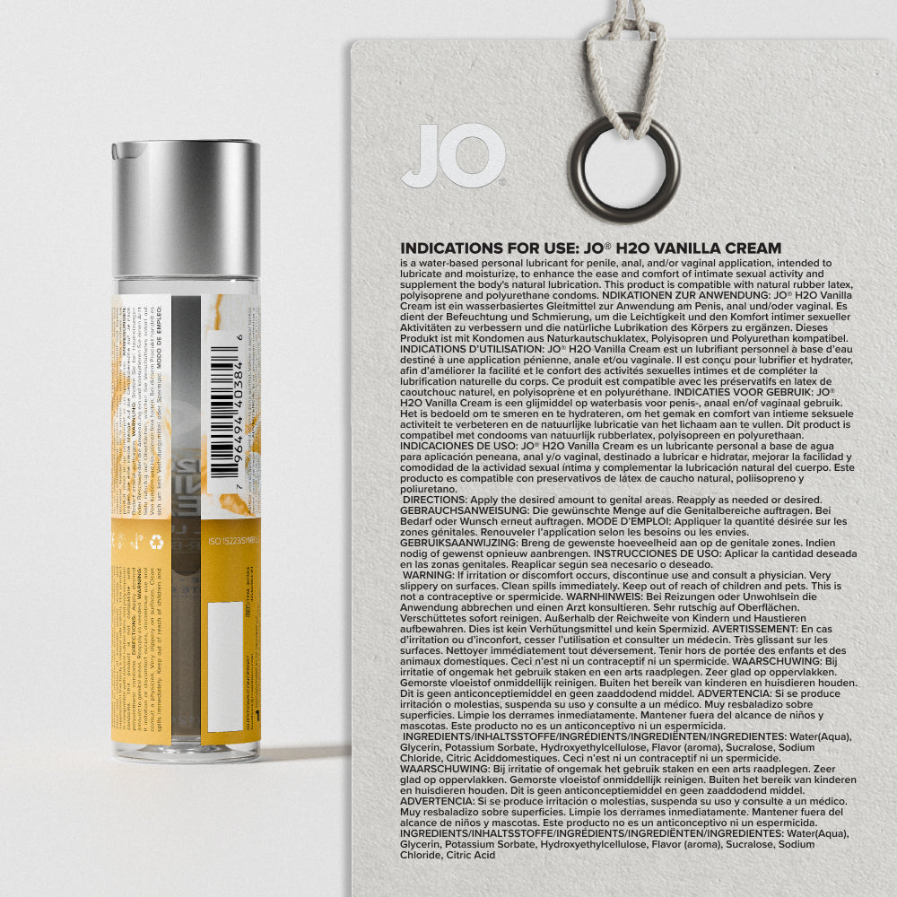 JO H2O Water Based Flavored Lubricant Vanilla Cream 4oz