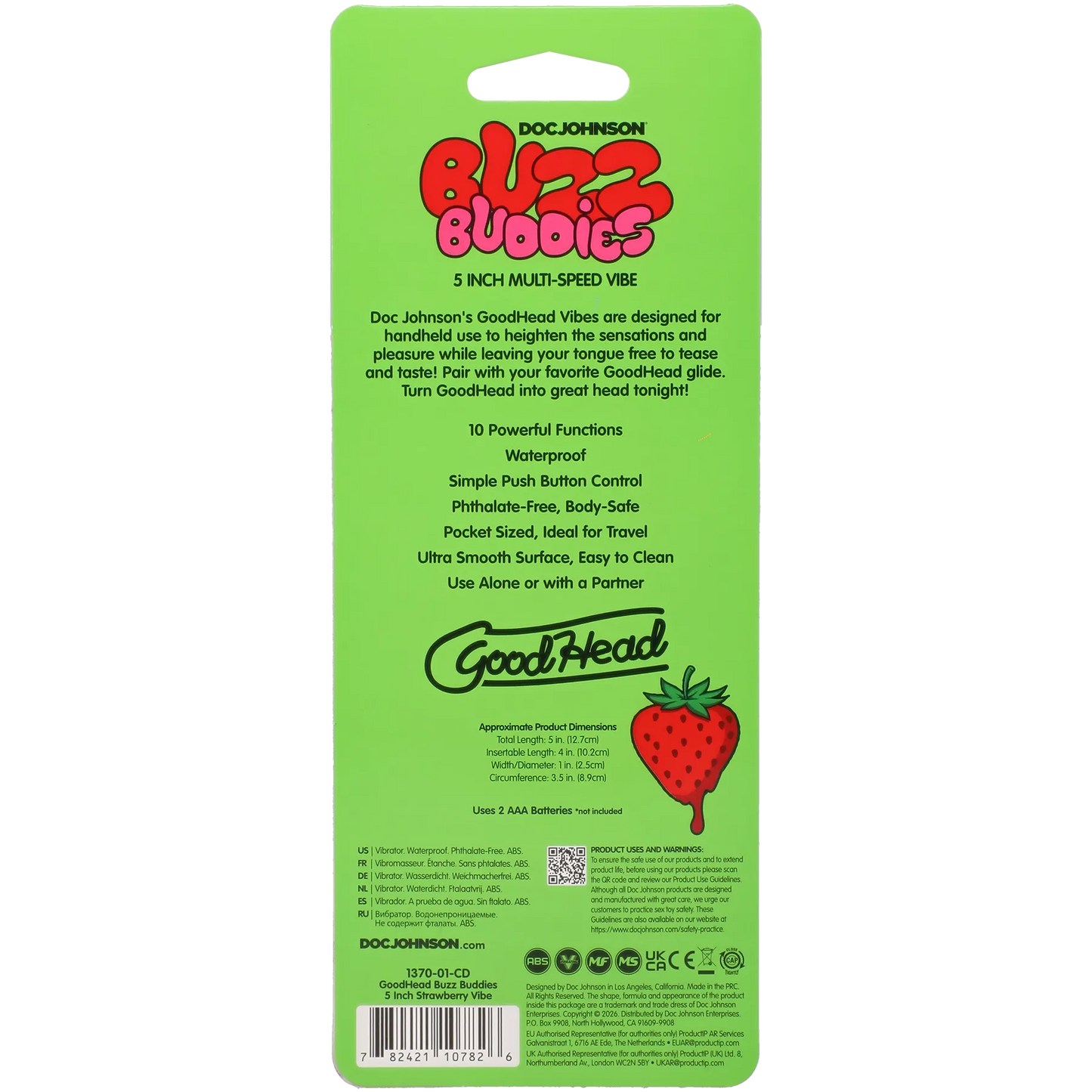 Goodhead - Buzz Buddies - 5 Inch Muti-Speed Vibe Strawberries