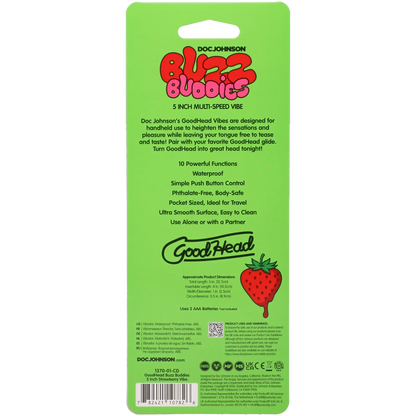 Goodhead - Buzz Buddies - 5 Inch Muti-Speed Vibe Strawberries