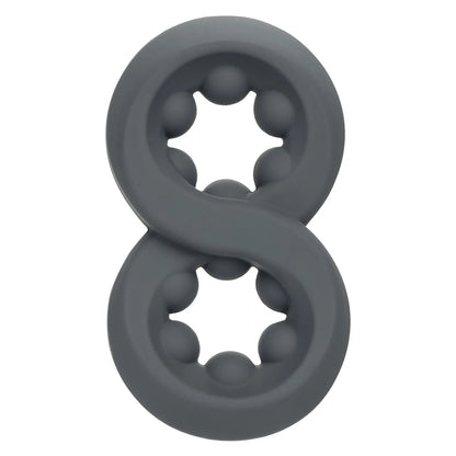 Alpha Liquid Silicone Beaded Crazy 8 Ring Grey