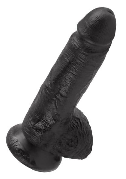 King Cock Dildo with Balls 7in - Black