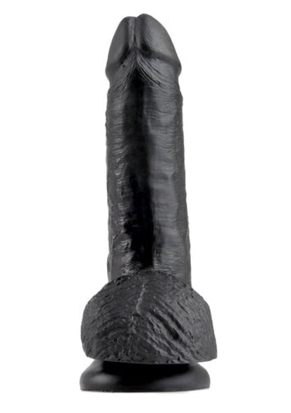 King Cock Dildo with Balls 7in - Black