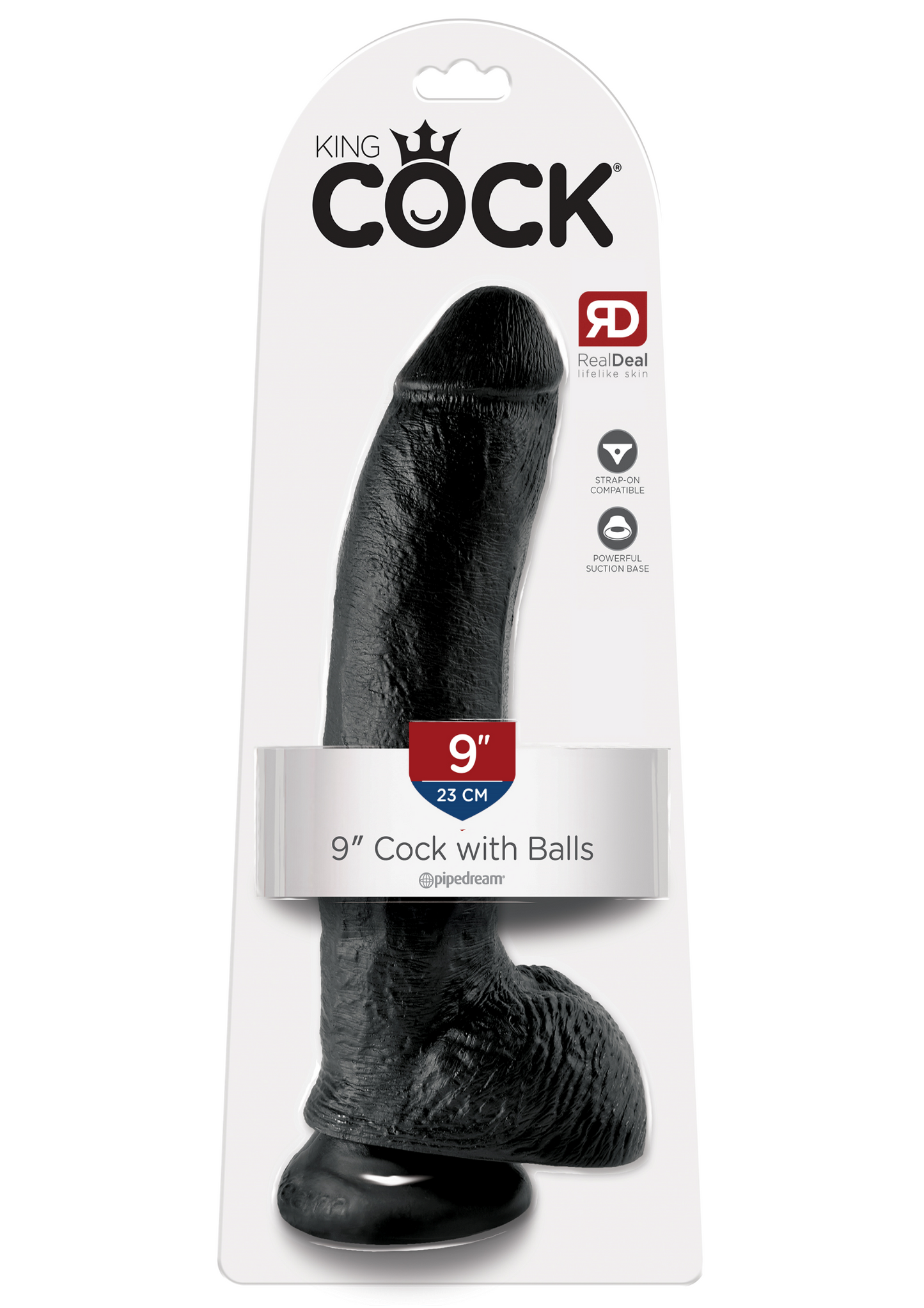 King Cock Dildo with Balls 9in - Black