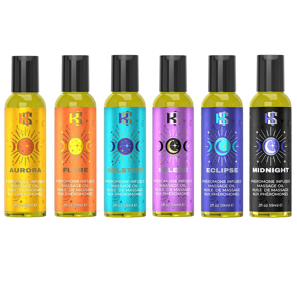 Celestial 2 Oz Massage Oil Pheromone Prepack Display (24 Assorted Massage Oils)