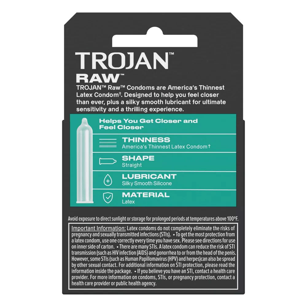Trojan Raw (Latex) 3pk Condoms