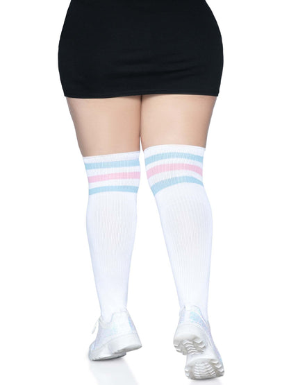 Kellee Plus Size Athletic Over the Knee Socks - 1X/2X - Pink/Blue