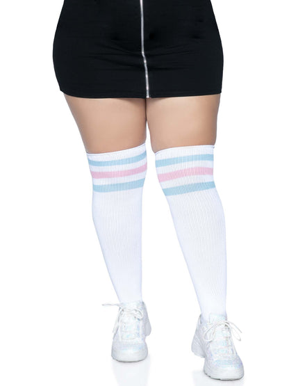 Kellee Plus Size Athletic Over the Knee Socks - 1X/2X - Pink/Blue