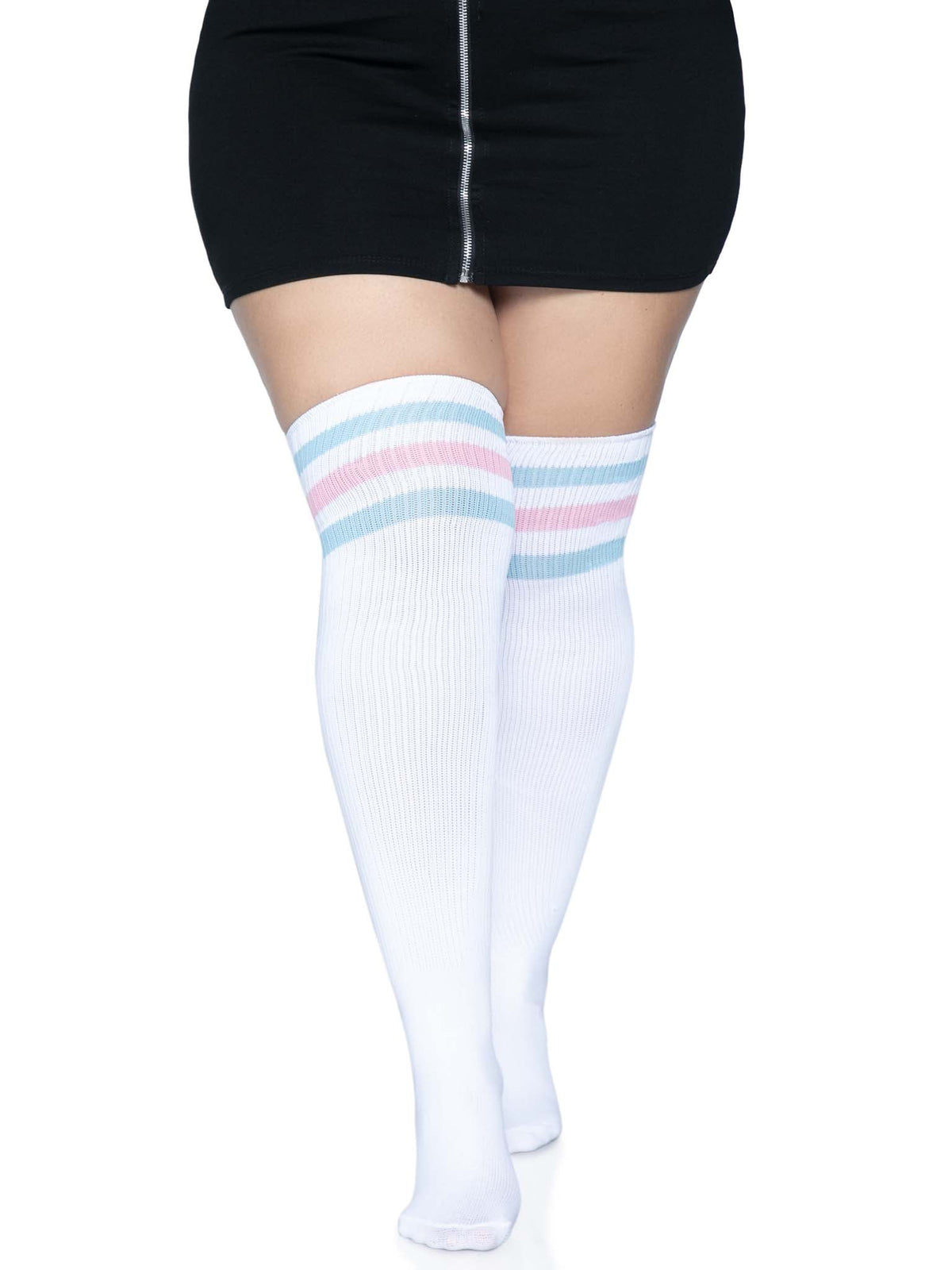 Kellee Plus Size Athletic Over the Knee Socks - 1X/2X - Pink/Blue