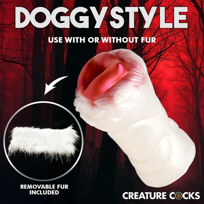 Snow She-Wolf Silicone Stroker - White