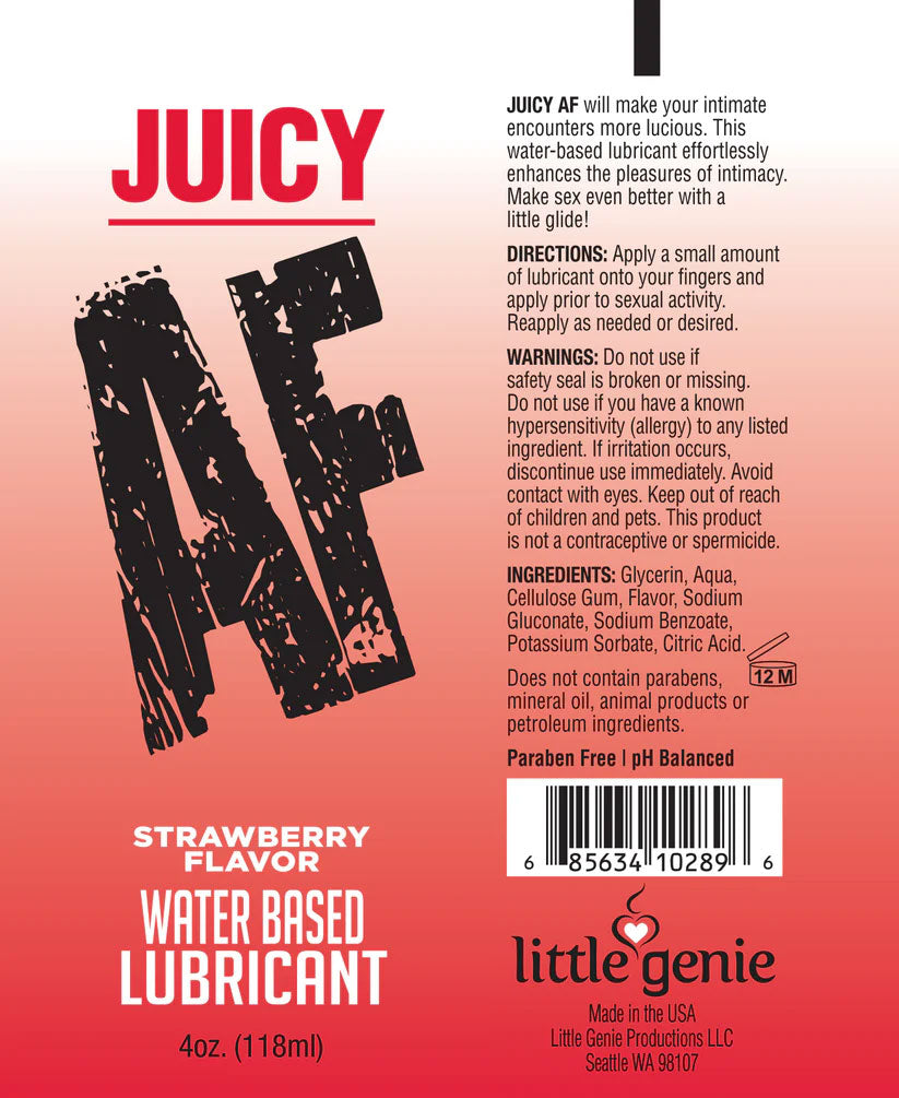 Juicy Af - Strawberry Water Based Lubricant - 2 Oz